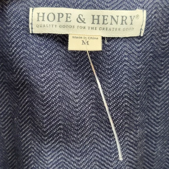 NWOT Hope & Henry Organic Cotton Blend Blue Herringbone Blazer size Medium - Picture 3 of 4